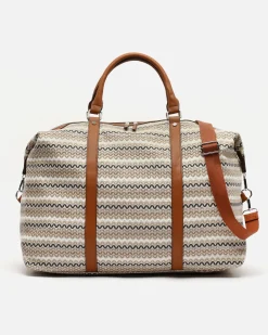Bolsa fin de semana con estampado jacquard y bandolera extraíble