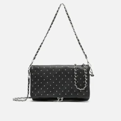 Bolso bandolera con doble asa y detalles metalizados