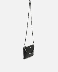 Bolso bandolera de fiesta pequeño con doble cadena extraíble y detalles metálicos
