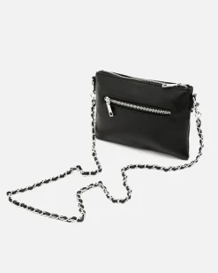 Bolso bandolera de fiesta pequeño con doble cadena extraíble y detalles metálicos