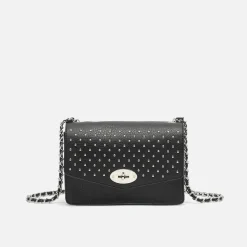 Bolso bandolera pequeño con detalles metalizados