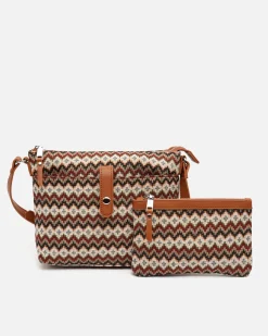 Bolso bandolera pequeño con estampado jacquard y neceser pequeño