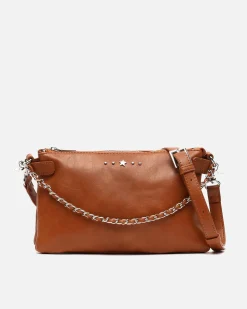 Bolso bandolera pequeño con doble cadena extraíble y detalles metálicos