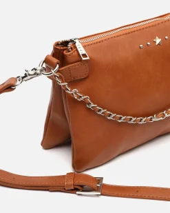 Bolso bandolera pequeño con doble cadena extraíble y detalles metálicos