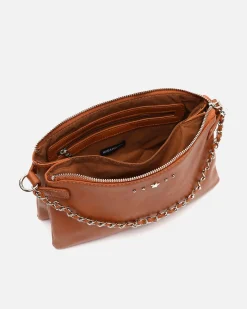 Bolso bandolera pequeño con doble cadena extraíble y detalles metálicos