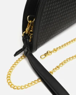 Bolso de fiesta en media luna trenzado con asa bandolera extraíble