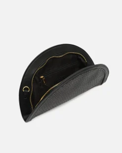 Bolso de fiesta en media luna trenzado con asa bandolera extraíble
