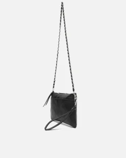 Bolso de fiesta pequeño con detalles metálicos y asa bandolera extraíble