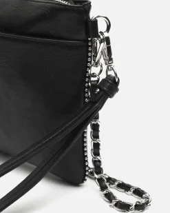 Bolso de fiesta pequeño con detalles metálicos y asa bandolera extraíble