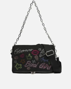 Bolso de hombro con asa bandolera extraíble y detalles brillantes