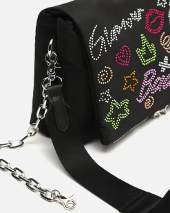 Bolso de hombro con asa bandolera extraíble y detalles brillantes