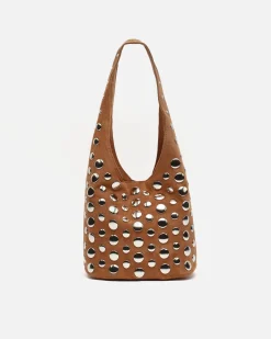 Bolso de hombro pequeño efecto ante con tachas