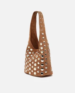 Bolso de hombro pequeño efecto ante con tachas