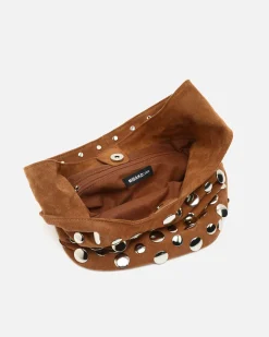 Bolso de hombro pequeño efecto ante con tachas
