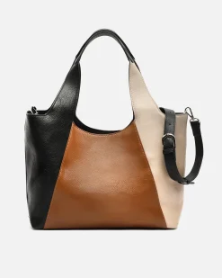 Bolso de hombro tricolor con asa bandolera extraíble