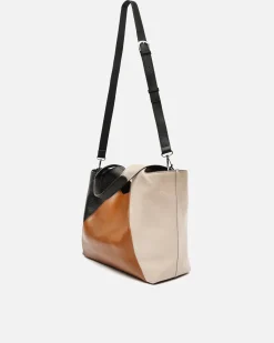 Bolso de hombro tricolor con asa bandolera extraíble