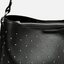 Bolso hobo con asa bandolera y detalles metálicos
