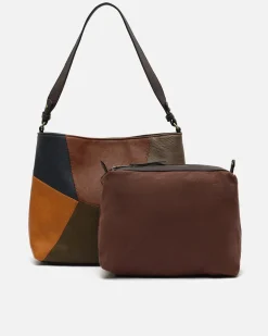 Bolso hobo estampado patchwork con neceser extraíble