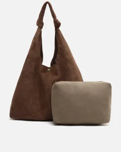 Bolso hobo grande efecto ante con neceser extraíble