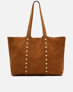 Bolso shopper grande efecto ante con neceser extraíble y detalles metálicos