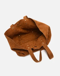Bolso shopper grande efecto ante con neceser extraíble y detalles metálicos