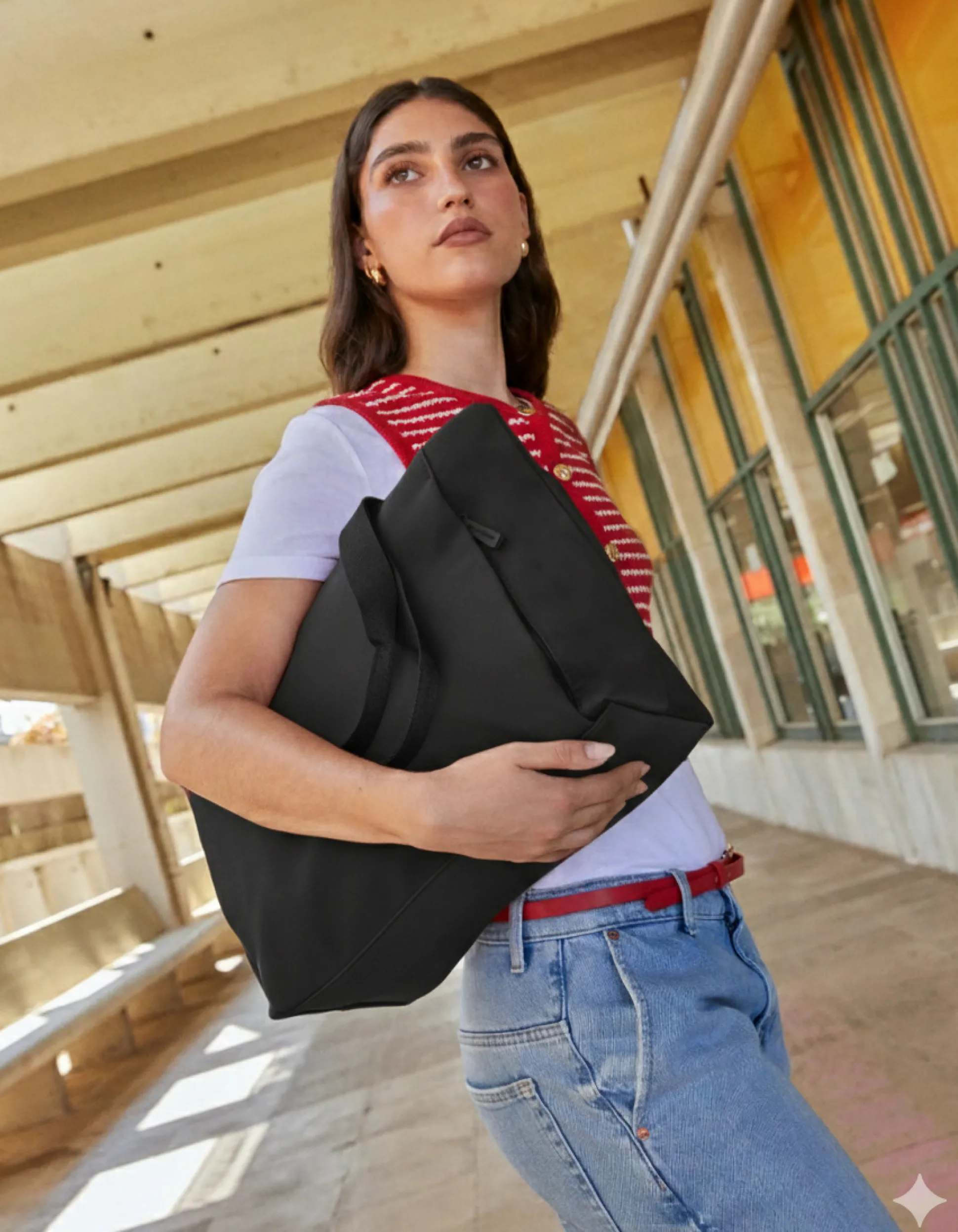Bolso shopper grande en nylon con bolsillo para portátil (15")