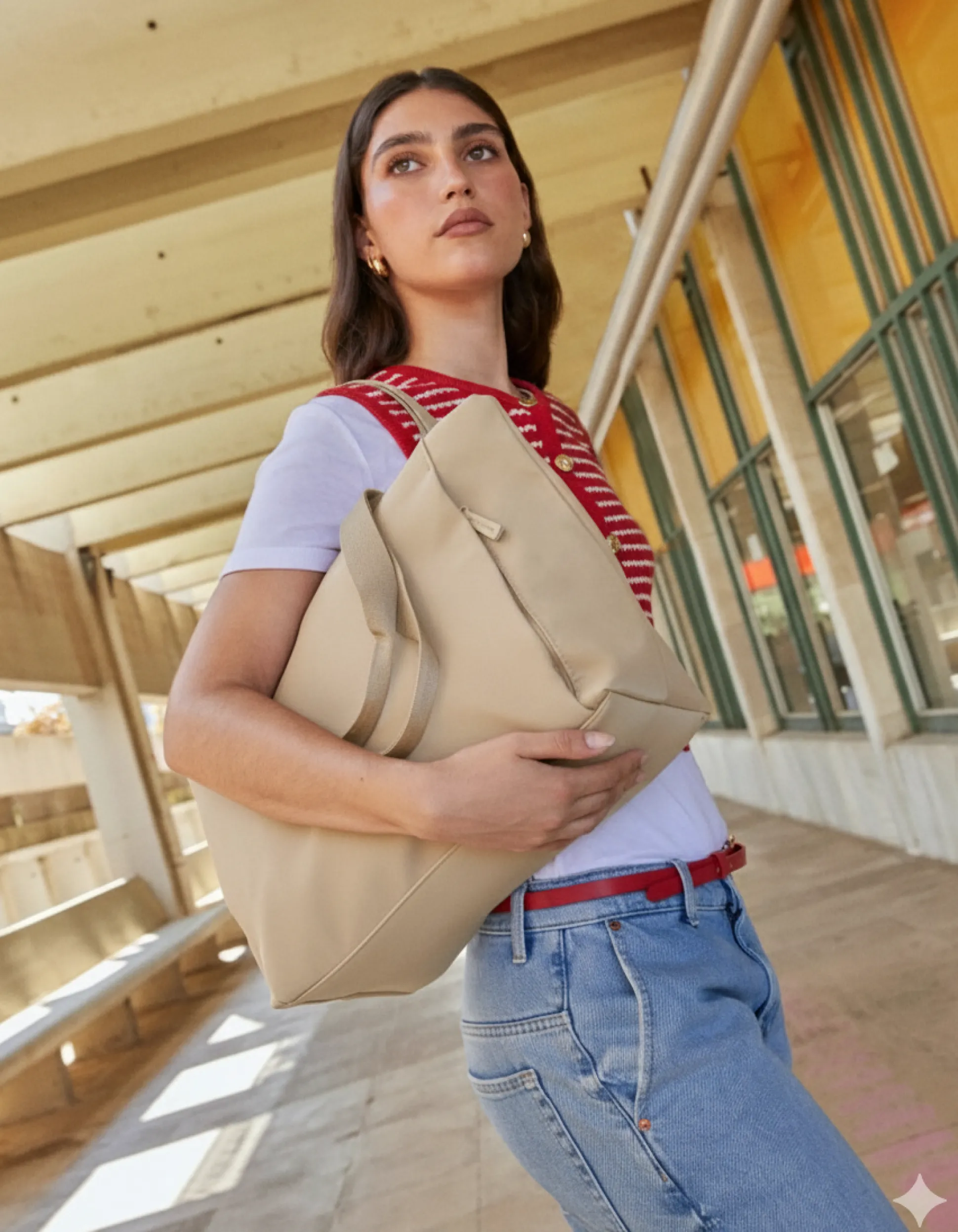 Bolso shopper grande en nylon con bolsillo para portátil (15")