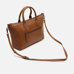 Bolso tote con asa bandolera y detalles metálicos