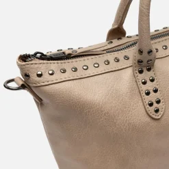 Bolso tote con asa bandolera y detalles metálicos