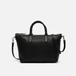 Bolso tote con asa bandolera y detalles metálicos