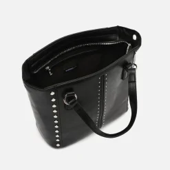 Bolso tote mediano con asa bandolera extraíble y detalles metálicos