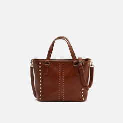 Bolso tote mediano con asa bandolera extraíble y detalles metálicos