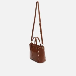 Bolso tote mediano con asa bandolera extraíble y detalles metálicos
