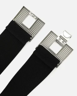 Cinturón ancho elástico con detalles brillantes