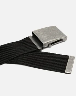 Cinturón liso de tela con hebilla cuadrada