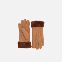 Guantes de antelina con puño efecto pelo