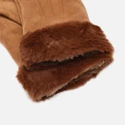 Guantes de antelina con puño efecto pelo