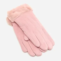 Guantes de antelina con puño efecto pelo