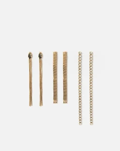 Pack de pendientes largos con strass